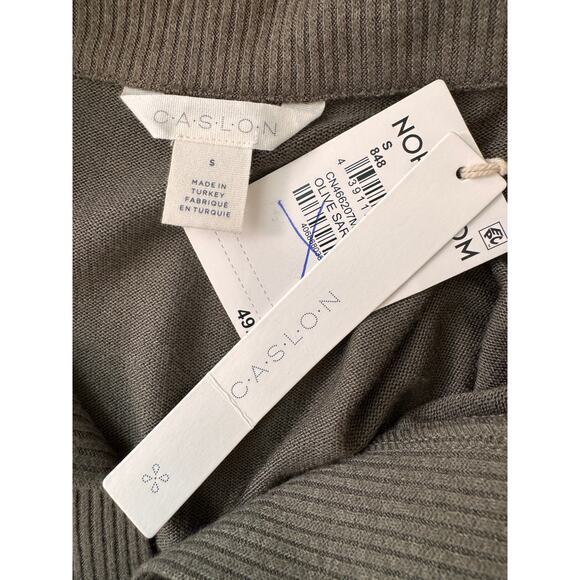 New CASLON NORDSTROM Women's Olive Long Sleeve Knit Polo Top Size S - Picture 6 of 6